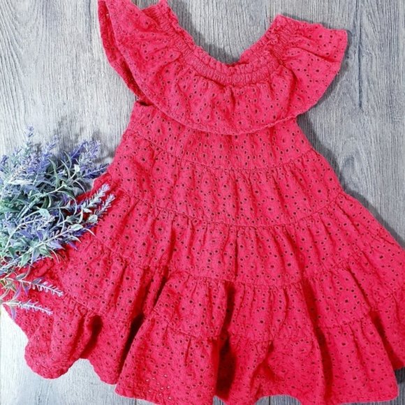 Osh Kosh Girls Baby Red Eyelet Dress - Picture 1 of 1